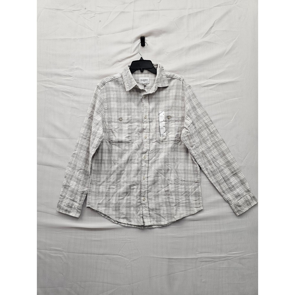 Goodfellow & Co Mens Plaid Midweight Flannel Shirt Gray Cotton‎ Casual Size M